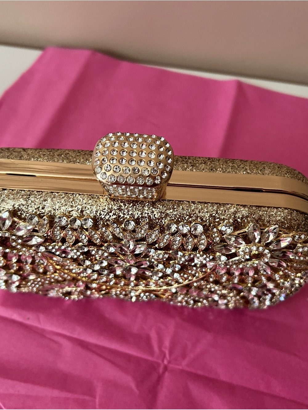 4/$100 Gold Crystal Embellished Evening Clutch - Gold - Picture 3 of 6